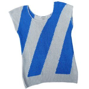 Vintage 80s SiLK Rayon Knit Pullover Sweater Top Asymmetrical Stripe Color Block